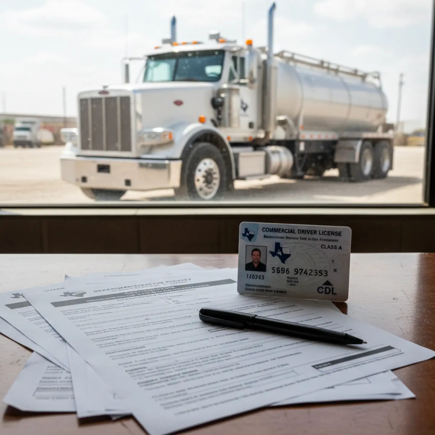 CDL license and official training documents for frac sand hauling career