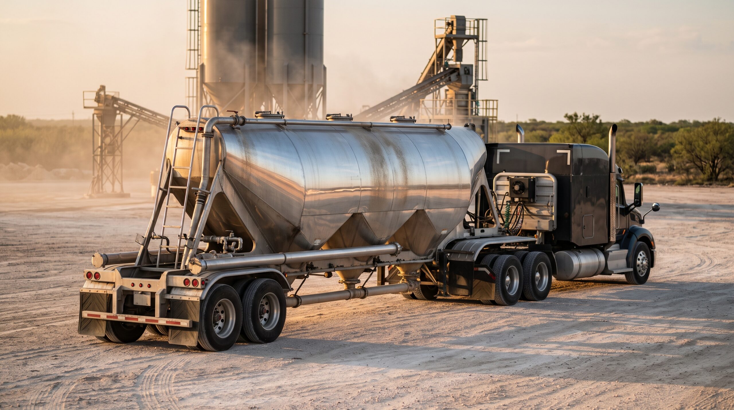 luminum pneumatic dry bulk trailer at a South Texas frac sand loadout