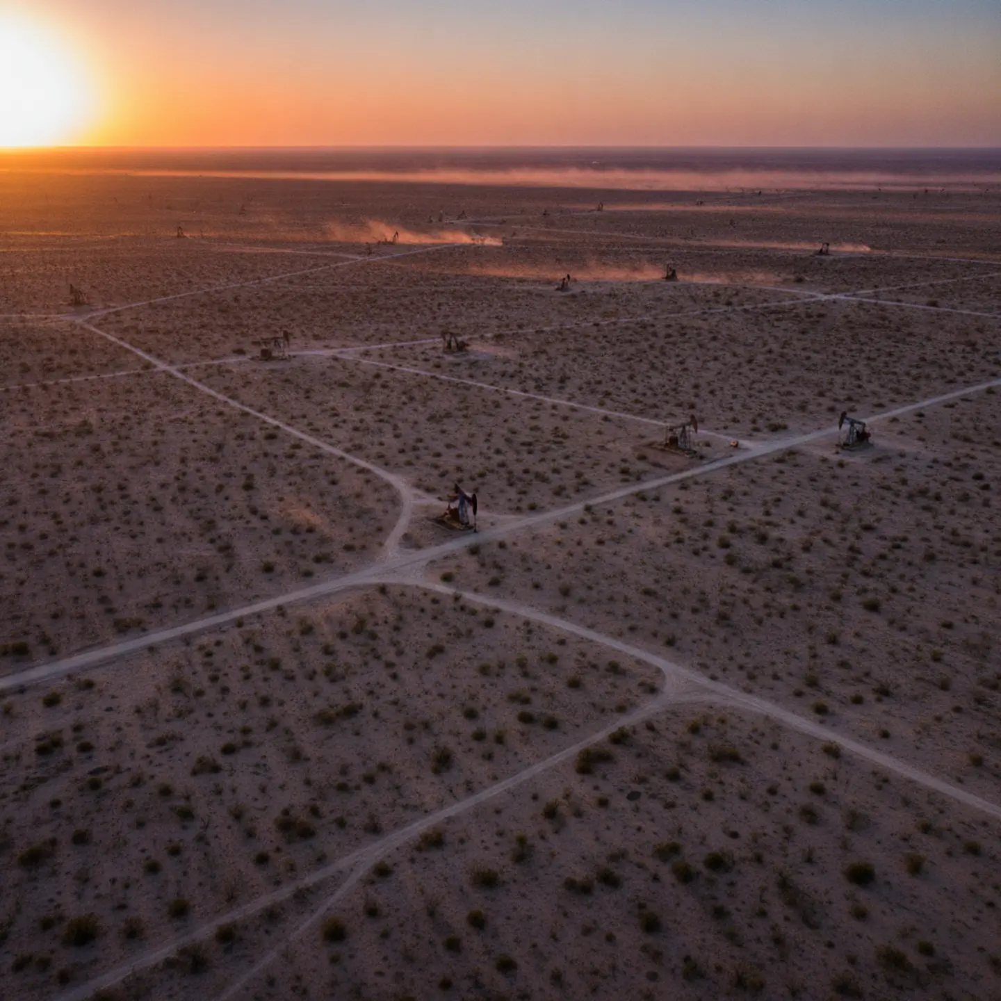 Permian Basin landscape with pump jacks and arid terrain showing pneumatic hauling market geography